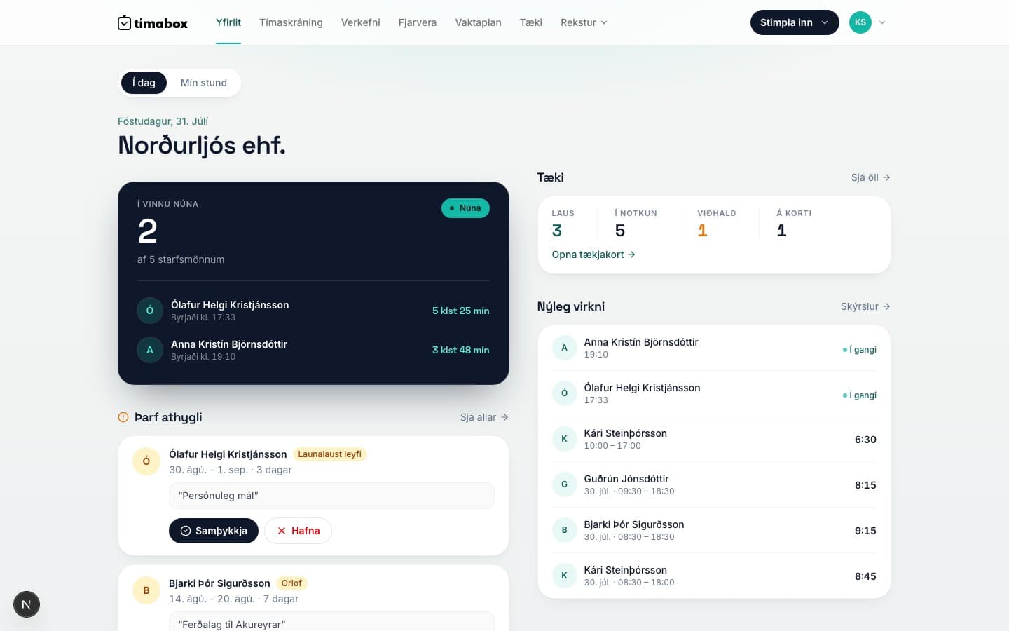 Tímabox — Time tracking