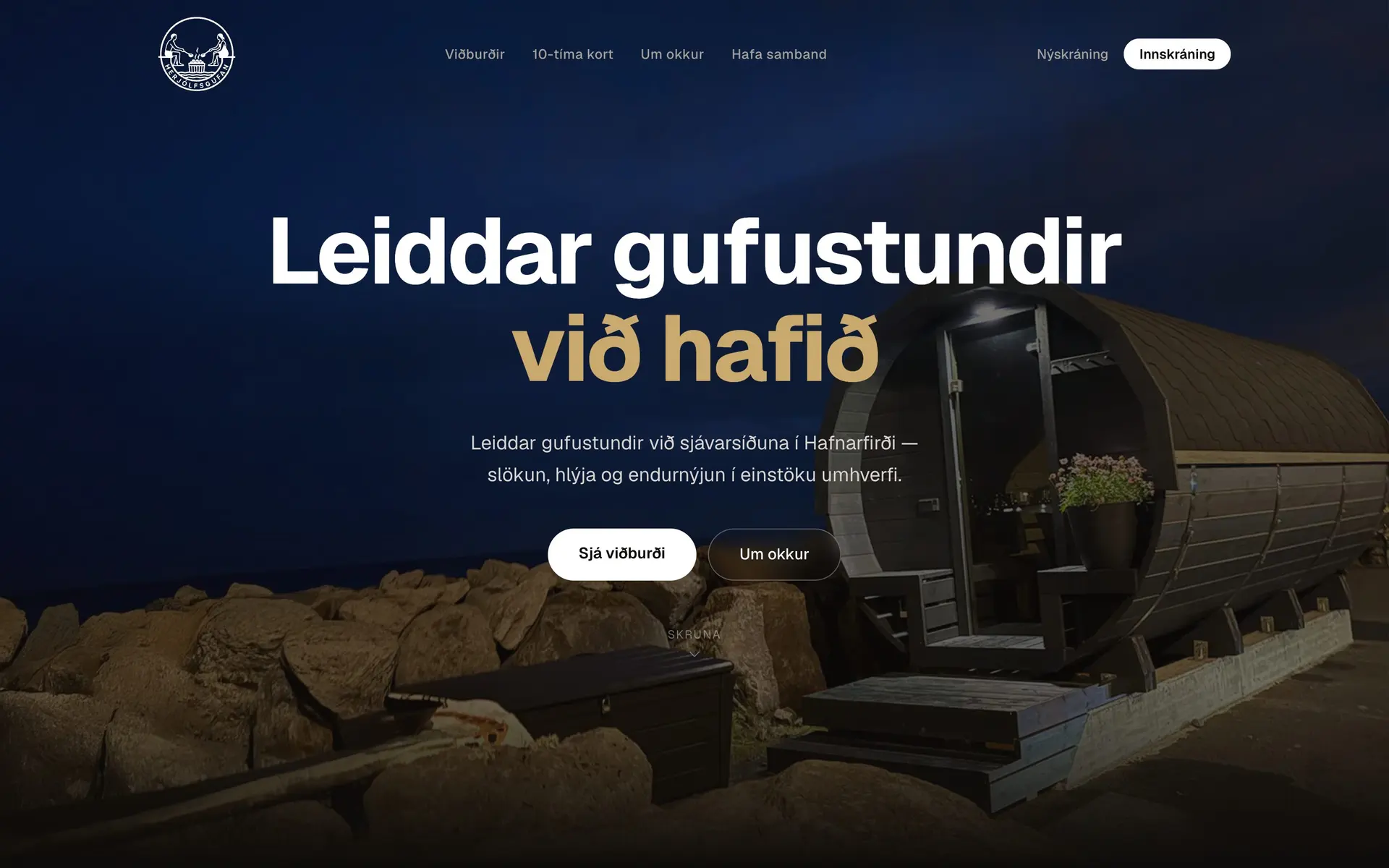 Herjólfsgufan — Bookings and digital punch cards for a seaside sauna
